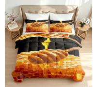 Générique Couette 140x200 4 Saisons Chéri Couette Imprimée Réversible Nid D'abeilles Nature sans Housse Duvet 1 Personne Édredon Legere Chaude Lavable en Machine et 2 Taies d'oreiller 2y508
