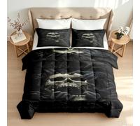 Générique Couette 140x200 4 Saisons Gothique Couette Imprimée Réversible Style Sombre Squelette sans Housse Duvet 1 Personne Édredon Legere Chaude Lavable en Machine et 2 Taies d'oreiller1y320