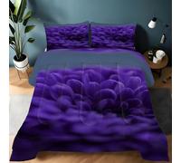 Générique Couette 140x200 Chrysanthème Violet Style Minimaliste Ensemble de Literie en Microfibre, 1 Edredon et 2 Taies d'oreiller 65x65, 4 Saisons B1425