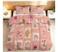 Générique Couette 140x200 cm Enfant Imprimée Patchwork Vintage, Couette 1 Personne pour Lit 90x190 cm, Chaude Anti-acariens Édredon pour 4 Saisons Fleurs Sauvages, Douce et Confortable