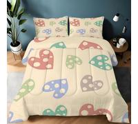 Générique Couette 140x200 Cœurs à Pois Style ludique Ensemble de Literie en Microfibre, 1 Edredon et 2 Taies d'oreiller 65x65, 4 Saisons B1779