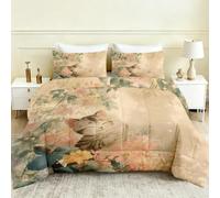 Générique Couette 140x200 Imprimée Chat Mignon Fleurs Aquarelle Couette Été Légère Réversible Microfibre Douce 4 Saisons pour Lit 1 Personne avec 1 Taie d'oreiller 65x65, EK108-w