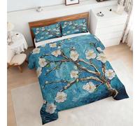 Générique Couette 140x200 Magnolia Style Peinture à l'huile Ensemble de Literie en Microfibre, 1 Edredon et 2 Taies d'oreiller 65x65, 4 Saisons K729