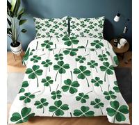 Générique Couette 140x200 Trèfles à Quatre Feuilles Thème Chance Ensemble de Literie en Microfibre, 1 Edredon et 2 Taies d'oreiller 65x65, 4 Saisons B801