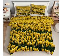 Générique Couette 140x200 Tulipes Edredon Fleurs Couette 1 Personne pour Lit 90x190 cm, Microfibre Soft Couettes 4 Saisons avec 2 Taie d'oreiller 65x65, Couettes sans HousseT4538