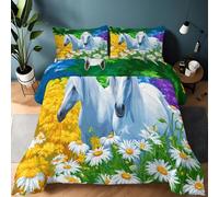 Générique Couette 155 x 220 cm des Animaux des Chevaux Une Mer De Marguerites Couette d'hiver sans Housse Lavable - Douce Confortable Respirante Couverture Quilting d'Réversible, Couleur