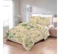 Générique Couette 160x200 4 Saisons Feuille, Couette Lignes, Édredon lit 2 Personnes 160x240 cm avec 2 Taie d'oreiller 65x65 Réversible sans Housse sc465