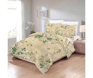 Générique Couette 160x200 4 Saisons Feuille, Couette Lignes, Édredon lit 2 Personnes 160x240 cm avec 2 Taie d'oreiller 65x65 Réversible sans Housse sc465