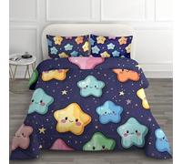 Générique Couette 160x200 Hiver étoile Enfant Decoration - Duvet Douce et Chaude, Couette 2 Personnes Imprimée, Couette sans Housse Lavable, Edredon avec 2 Taie d'oreillers E*-285