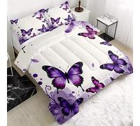 Générique Couette 180x220 Papillon Violet Edredon 180x220 Insectes Couette pour 2 Personnes, Microfibre Soft Couettes 4 Saisons avec 2 Taie d'oreiller 65x65, Couettes sans Housse T447