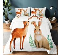 Générique Couette 200 x 200 cm Édredon Imprimée Dessin Animé Girafe Lapin Réversible - Couette sans Housse pour 4 Saisons - Édredon Douce Et Taies d'oreiller 65X65 Cm, Couleur Claire