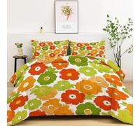 Générique Couette 200 x 200 cm Fleurs De Plantes Couette pour 2 Personnes, Blanc Microfibre Soft Couettes 4 Saisons Mi-Siècle Rétro Couette en Duvet avec 2 Taie d'oreiller 65x65, Couettes sans Housse