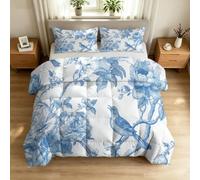 Générique Couette 200 x 220 cm Enfant Français Fleurs, Couette Imprimée 4 Saisons pour Lit 1 Personnes - Duvet Réversible Chaud Pivoine Oiseau, Douce Édredon sans Housse et 2 Taie d'oreiller 65x65 cm