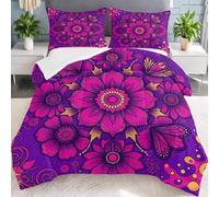 Générique Couette 200x200 Mandragore Pourpre Edredon 200x200 Fleurs Couette pour 2 Personnes, Microfibre Soft Couettes 4 Saisons avec 2 Taie d'oreiller 65x65, Couettes sans Housse T1210