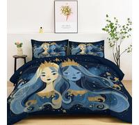 Générique Couette 200x200cm avec Galaxie Constellation Peuple Imprimée, Couette 4 Saisons en Microfibre pour Lit 2 Personnes, Couettes Réversible Ultra Douce Lavable en Machine, Bleu Foncé