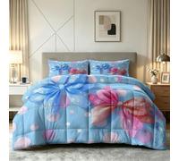 Générique Couette 220 x 240 cm Imprimée 4 Saisons, Couette sans Housse Dessin Animé - Réversible Edredon Mignon Nœud Pois, Parure de Lit 2 Personnes avec 2 Taies d'oreiller, pour Enfant Fille
