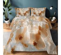 Générique Couette 220 x 240 cm Luxe Orchidée Perle 3D 4 Saisons - Hiver et Été Chaude - Lavable sans Housse - Anti-Allergène, Couette d’Hiver en éco-Plume, Beige