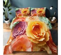 Générique Couette 220 x 240 cm Rêveur Floral Élégant Imprimée en Microfibre Edredon Couette 4 Saisons 2 Personnes en Machine Réversible et 2 Taies d'oreiller 65x65 cm, Couleur