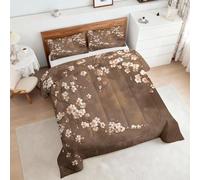 Générique Couette 220x240 Cerisier Blanc Style wabi-sabi rétro Ensemble de Literie en Microfibre, 1 Edredon et 2 Taies d'oreiller 65x65, 4 Saisons K761