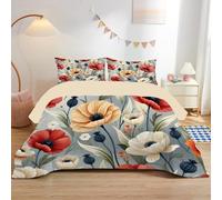Générique Couette 220x240 Fleurs, Couette Imprimée Feuilles Vertes Douce et Respirante, Duvet 2 Personnes Microfibre, Edredon sans Housse Lavable 4 Saisons avec 2 Taies D’Oreiller 65x65cmAcd263