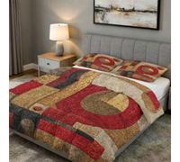 Générique Couette 220x240 Imprimée Géométrique, Decoration Chambre, Cadeau, Edredon Reversible Mid Century pour 2 Personnes, 2 Taies d'oreiller, 4 Saisons, Weich - SW235