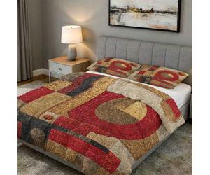 Générique Couette 220x240 Imprimée Géométrique, Decoration Chambre, Cadeau, Edredon Reversible Mid Century pour 2 Personnes, 2 Taies d'oreiller, 4 Saisons, Weich - SW235