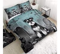 Générique Couette 220x240 Mini Schnauzer Edredon 220x240 Pierre Tombale Couette pour 2 Personnes, Microfibre Soft Couettes 4 Saisons avec 2 Taie d'oreiller 65x65, Couettes sans Housse T389