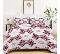 Générique Couette 220x240cm 4 Saisons, Couettes Imprimée Dessin Animé, Couette Matelassée Nœud Diamant Lèvres Lavable, Rose Ensemble de Literie Microfibre Douce et Chaude pour Lit 2 Personnes