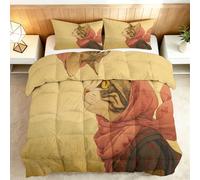 Générique Couette 240 x 260 cm 4 Saisons, Couette sans Housse Réversible Imprimée Animaux Chat Tigré Colline, Édredon Lavable en Machine Japonais Anime Lit 2 Personnes et 2 Taie d'oreiller 65 x 65 cm
