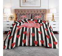 Générique Couette 240 x 260 cm Imprimée Tendance Minimaliste Animaux Flamant Rose Cœur, Couette 4 Saisons sans Housse Lavable pour Femmes Ados Tendance, Édredon en Microfibre pour 2 Personnes, Rouge