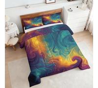 Générique Couette 240x260 Tourbillon Fluide Style Abstrait Ensemble de Literie en Microfibre, 1 Edredon et 2 Taies d'oreiller 65x65, 4 Saisons K984