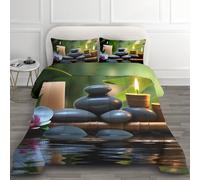 Générique Couette 260x240 4 Saisons Zen Decoration - Duvet Douce et Chaude, Couette 2 Personnes Imprimée, Couette sans Housse Lavable, Edredon avec 2 Taie d'oreillers G*-42