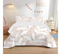 Générique Couette 260x240 Feuilles, Couette Imprimée Imprimé Lettre Douce et Respirante, Duvet 2 Personnes Microfibre, Edredon sans Housse Lavable 4 Saisons avec 2 Taies D’Oreiller 65x65cm-Acd233