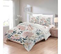 Générique Couette 260x240 Feuilles Edredon 260x240 ChrysanthèMes Couette pour 2 Personnes, Microfibre Soft Couettes 4 Saisons avec 2 Taie d'oreiller 65x65, Couettes sans Housse E906