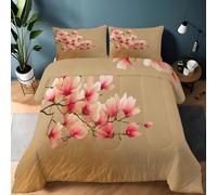 Générique Couette 4 Saisons 240 x 220 cm sans Housse, Édredon Branches De Magnolia Hiver et Été Chaude et Moelleuse, Onirique Couette Hypoallergénique Linge de Lit avec Taies d'oreiller