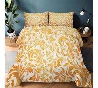 Générique Couette 4 Saisons 240 x 220 cm - sans Housse, Edredon Or Hiver et Été Chaude Lavable Couette Damas Luxueux Hypoallergénique Linge de Lit avec taies d'oreiller