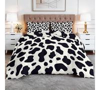 Générique Couette 4 Saisons 240 x 260 cm Taches Simples sur Les Vaches Couette Utilisable sans Housse - Édredon Doux Lavable - Édredon Toutes Saisons avec 2 Taies d’Oreiller, Noir Et Blanc