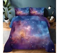 Générique Couette 4 Saisons Bleu-Violet Imprimée pour Lit 1 Personne, Couette sans Housse Vitalité Galaxie Espace Étoiles Machine Chaude - Edredon Réversible pour Garçons Filles Adultes 135 x 200 cm