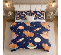 Générique Couette 4 Saisons Capybara Astronaute 220x240 cm 3 Pièces | Couette Sans Housse Animal de l’Espace Enfant pour Lit 2 Personnes, Couettes Microfibre Respirante avec Taies d'oreiller