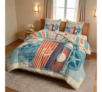 Générique Couette Bande Dessinée 200 x 200 cm, Chaude et Douce, Bleu Clair Popcorn Gobelet Cola Caméra Édredon Matelassé pour Ados, Lavable en Machine Couette et 2 Taies d'oreiller
