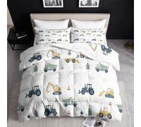 Générique Couette Chaude sans Housse Animé, 260x240cm, Blanc Couette Épaisse Et Moelleuse Scandinave Pelleteuse Véhicule, Matelassage À Carreaux Et Idéale pour Les Nuits Fraîches