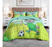 Générique Couette Coton 200x200cm Chien De Dessin Animé Footballeur Couette matelassée Extra Douce et Respirante, Hypoallergénique, 2 Taies d'oreiller 65x65 cm, Couverture d'hiver, Lavable