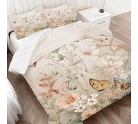 Générique Couette Été 140x200 Fleurs Imprimée, Floral Couette sans Housse en Microfibre, Réversible Ultra Douce Parure lit 2 Pièces avec Taie d'oreiller - 4 Saisons Lavable en Machine I&Jo179