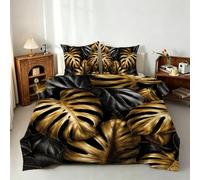 Générique Couette Été 240x220 Feuilles Imprimée, Monstera Couette sans Housse 2 Personnes, Réversible Ultra Douce Parure lit 3 Pièces avec 2 Taie d'oreiller - 4 Saisons Lavable en Machine I&Lo101