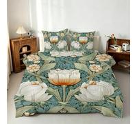 Générique Couette Été 240x220 Fleuri Imprimée, Moderne Couette sans Housse 2 Personnes en Microfibre, Réversible Douce Parure lit 3 Pièces avec 2 Taie d'oreiller - 4 Saisons Lavable en Machine I&Po20