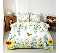 Générique Couette Été 240x220 Printemps Imprimée, Fleurs Couette sans Housse Personnes en Microfibre, Réversible Douce Parure lit 3 Pièces avec Taie d'oreiller, 4 Saisons Lavable en Machine I&Po96