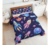 Générique Couette Garcon 240x260, Motif Enfant Espace Galaxie Planète 4 Saisons Imprimée Couette 2 Personnes Hiver Tres Chaude Anti Acarien, Parure De Lit Edredon Enfant Adulte