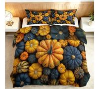 Générique Couette Imprimée 240 x 220 cm 4 Saisons, Couette sans Housse Ferme Nourriture Citrouille Orange Cooling Reversible, Édredon Matelassé Rustique Legere Lavable avec 2 Taies d’Oreiller