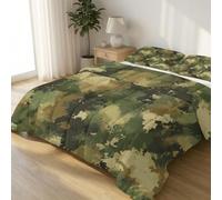 Générique Couette Imprimée 260 x 240 cm 4 Saisons, Couette sans Housse Texture Camouflage Cooling Reversible, Édredon Matelassé Militaire Legere Lavable avec 2 Taies d’Oreiller