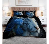 Générique Couette Imprimée 3D 140x200cm Animaux Tigre Rose Couette en Duvet 4 Saisons Chaudes Légère, Down Alternative Réversible avec 2 Taies d'oreiller 65x65, Lavable en Machine